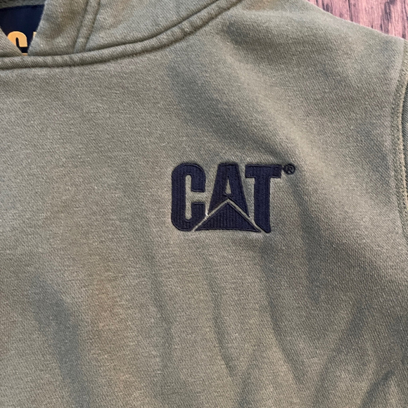 Boys CAT Green Hoodie Sweatshirt XXL with Black Logo - Picture 6 of 6